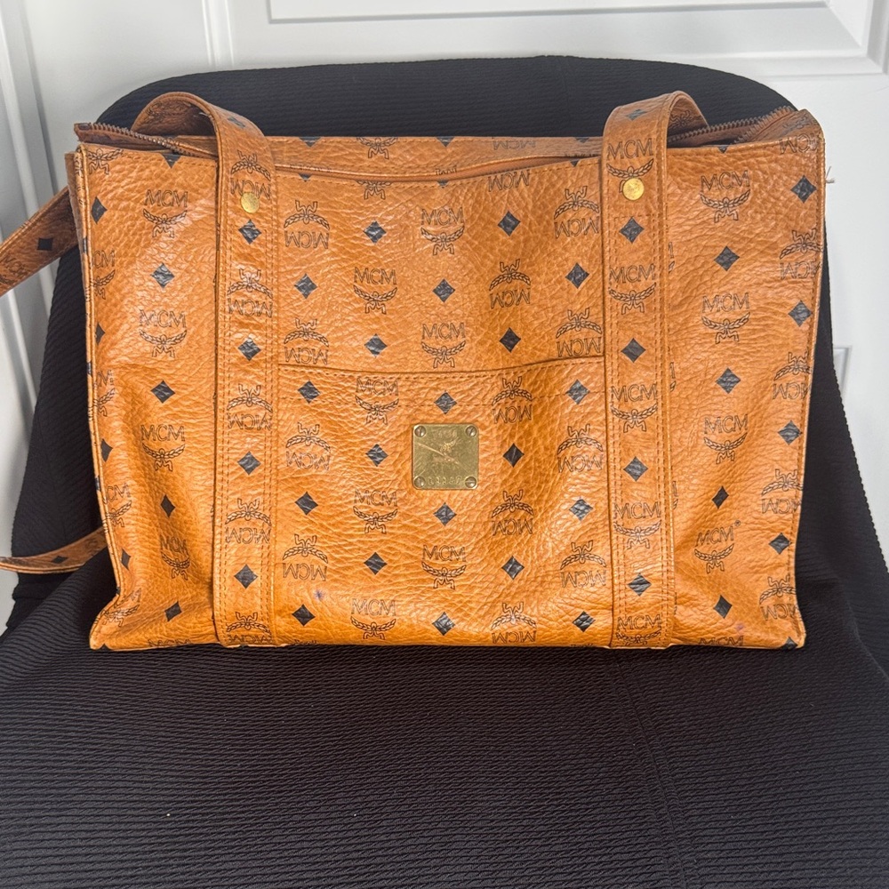 MCM Tan Leather Tote Bag-